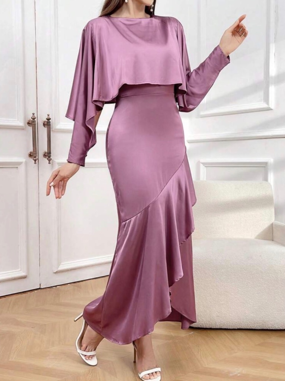 Satin maxi dress SHEIN fits goot to a medium size.